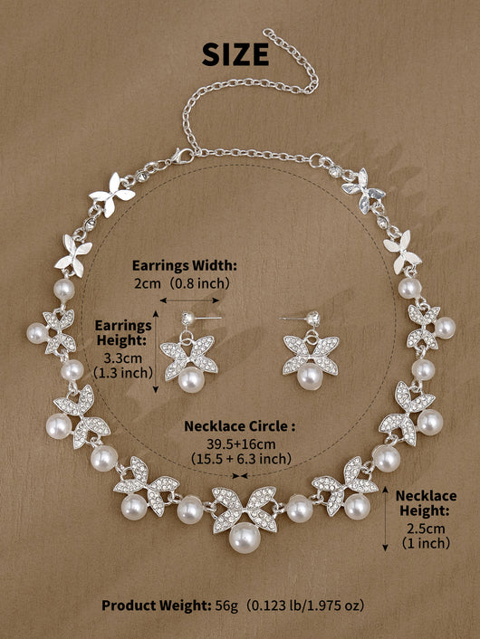 Conjunto de Aretes y Collar con Perlas y Cristales para Mujer - Image 51