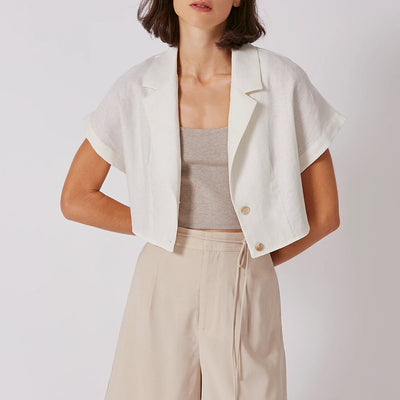 Camisa de Lino con Cuello Solapa y Manga Corta - Image 2