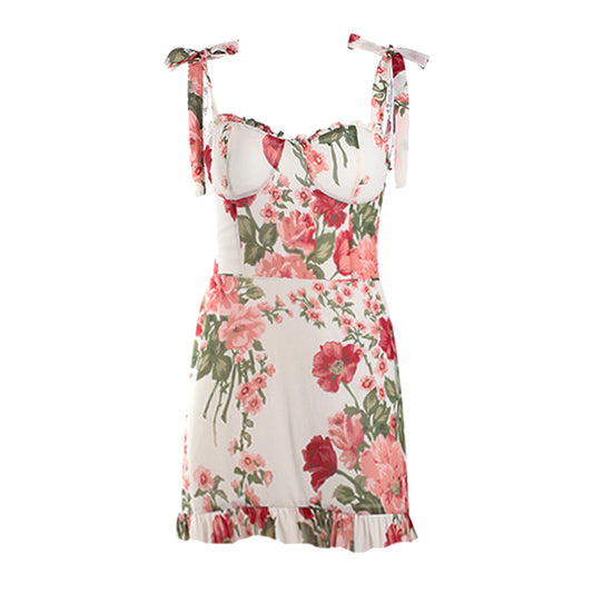 Vestido Strapless de Chifón Ajustado con Estampado Elegante - Image 2