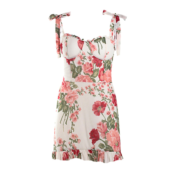 Vestido Strapless de Chifón Ajustado con Estampado Elegante