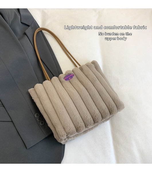 Bolso Tote Grande de Felpa para Otoño e Invierno - Image 16