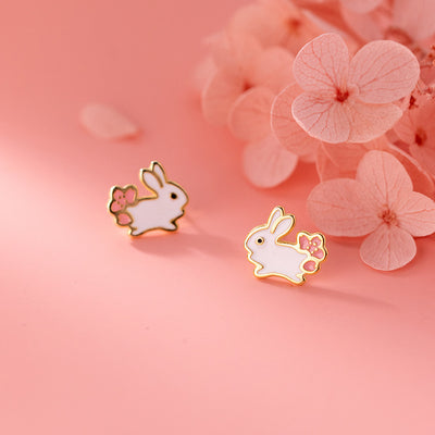 Aretes de Corazón Blanco Conejo Dulce - Diseño Femenino Tierno - Image 3