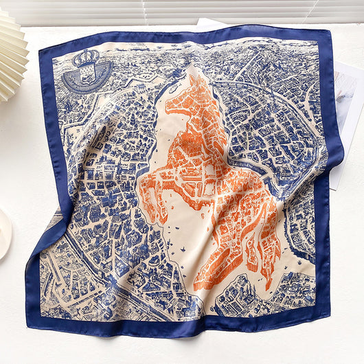 Pañuelo de Seda Cuadrado con Combinación de Colores Salvajes - Image 10