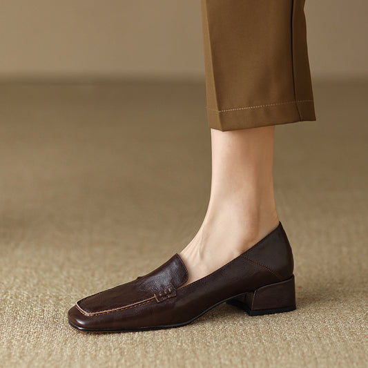 Mocasines Mujer Tacón Robusto Punta Cuadrada Elegantes - Image 2
