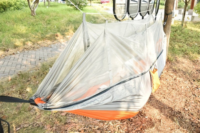 Hamaca Camping Doble Portátil con Red Antimosquitos y Correas para Árboles - Image 16