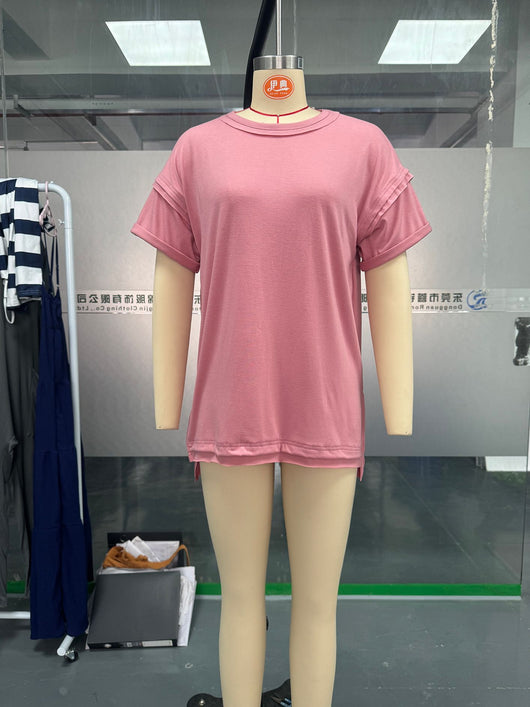 Camiseta Suelta de Algodón con Aberturas Laterales para Mujer - Image 23