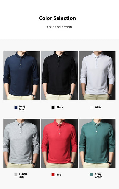 Polo Clásico de Manga Larga en Colores Sólidos - Comodidad y Estilo - Image 11