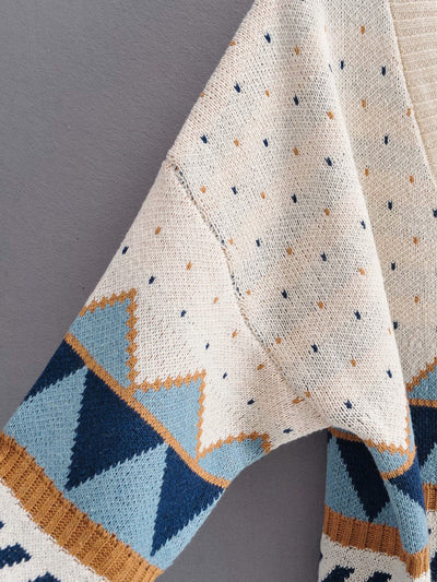 Cardigan Suelto Jacquard Diamond Block - Abrigo Tejido - Image 13