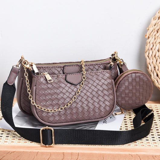 Bolso Crossbody de Cuero PU con Patrón Tejido - Image 9