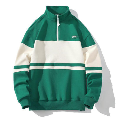 Suéter Cuello Alto Hombre Estilo Europeo Contraste de Colores Casual Deportivo - Image 3