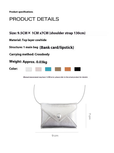 Bolso Bandolera Minimalista de Cuero Genuino - Cartera Sobre Compacta - Image 3