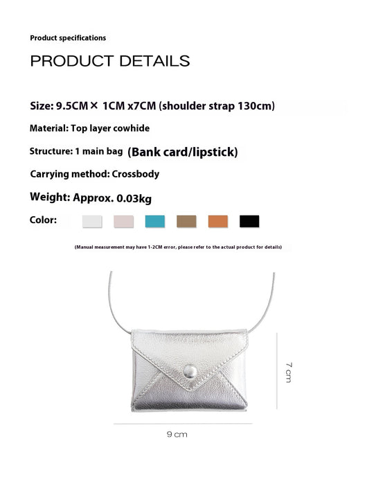 Bolso Bandolera Minimalista de Cuero Genuino - Cartera Sobre Compacta - Image 3