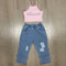 Conjunto Infantil de Dos Piezas: Chaleco y Jeans Rotos
