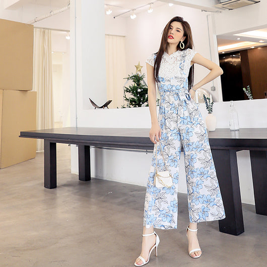 Conjunto Dos Piezas Pantalón Ancho Estilo Western con Tirantes Florales - Image 3