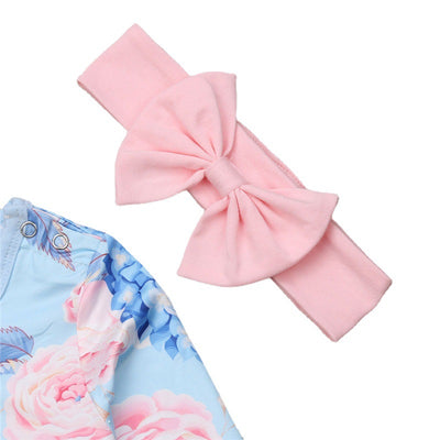 Enterizo Floral de Manga Larga para Niñas con Diadema Coordinada - Image 5