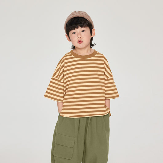 Playera Infantil de Rayas Coreana Suelta para Verano - Image 3