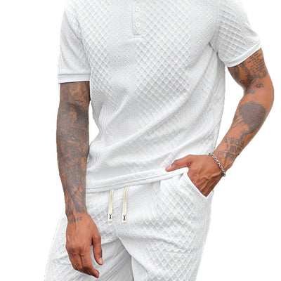 Conjunto Corto de Verano para Hombre con Estampado Jacquard y Cuadros - Image 5
