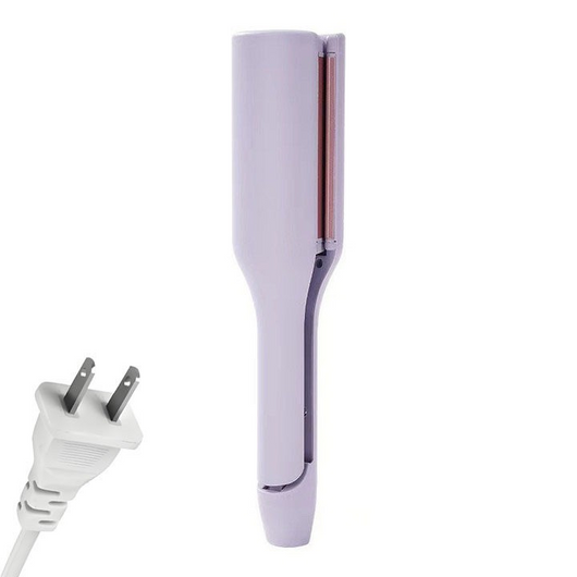 Lavender hair waver with rose gold corrugated plates for creating small curls or waves, shown on a white background. - Image 10
