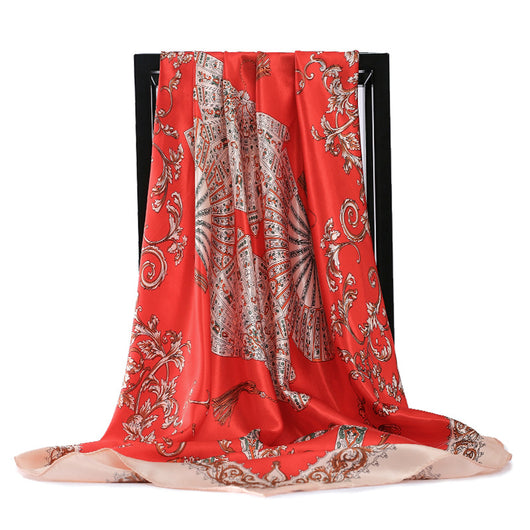 Abanico Retro Plegable 90cm con Pañuelo de Seda Simulada para Damas - Image 38