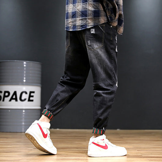 Pantalones Vaqueros Holgados Talla Grande para Hombre con Rotos en los Tobillos - Image 8