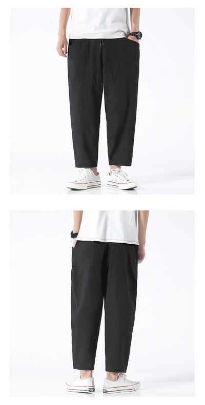 Pantalones Harem Cropped de Algodón y Lino Sueltos - Image 10