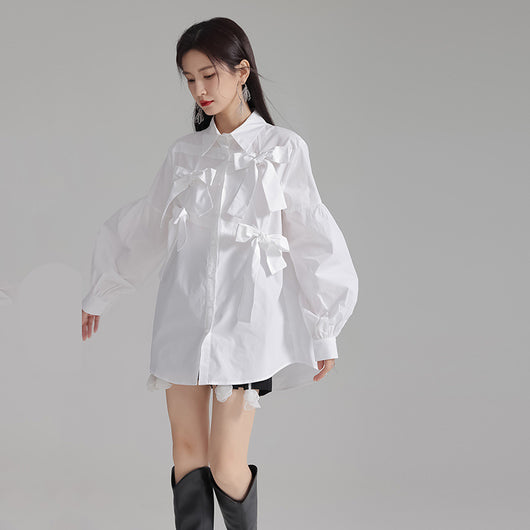 Blusa Blanca con Moño para Mujer - Image 6