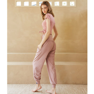 Conjunto Deportivo Yoga Verano con Escote V y Cintura Cruzada Reductora - Image 19