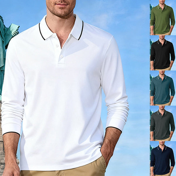 Polo Jacquard de Manga Larga Secado Rápido para Hombre