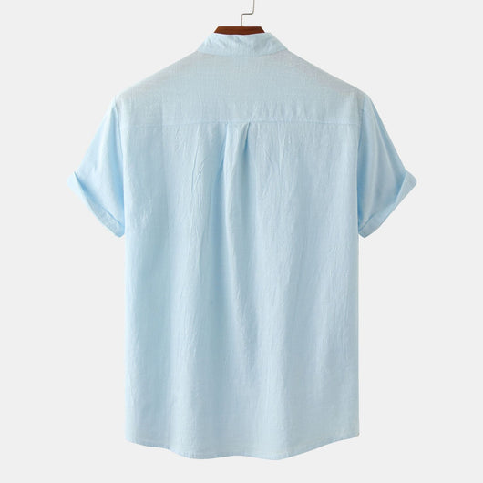 Camisa Casual de Manga Corta Básica para Hombre - Perfecta para Playa y Verano - Image 5