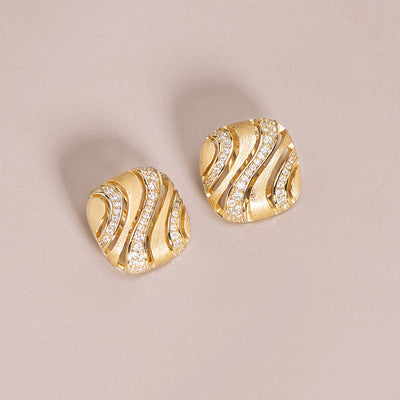 Aretes Clip Plata 925 Chapados en Oro con Circonitas - Image 3