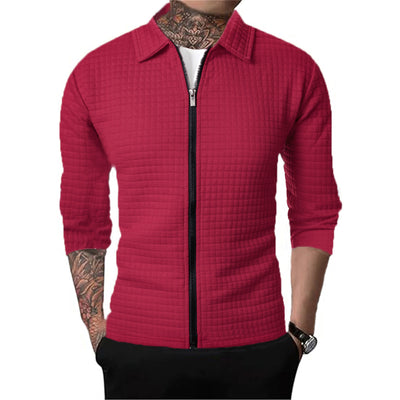 Cardigan Tipo Waffle con Solapa para Hombre - Casual y Versátil - Image 4