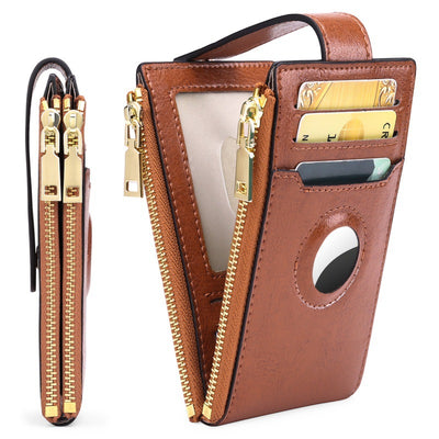 Bolsa de Cuero Vintage con Cierre y Compartimento para Tarjetas - Image 4