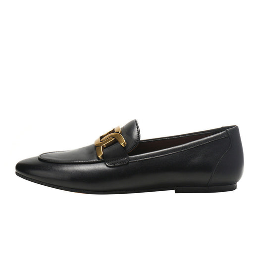 Zapatos de Cuero Estilo Británico con Cierre Rápido