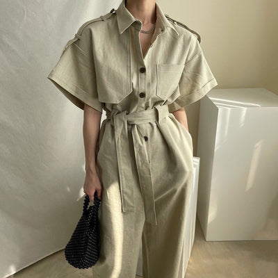 Jumpsuit de Trabajo Elegante con Cintura Ajustable y Múltiples Bolsillos - Image 20