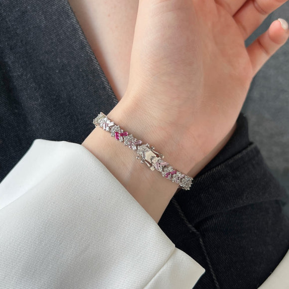 Pulsera de Plata Esterlina S925 Mujer Colores Dopamina con Circón