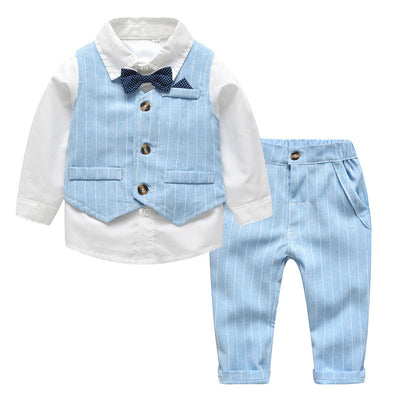 Traje Formal para Niño: Conjunto de 3 Piezas con Chaleco Rayado y Corbata - Image 7