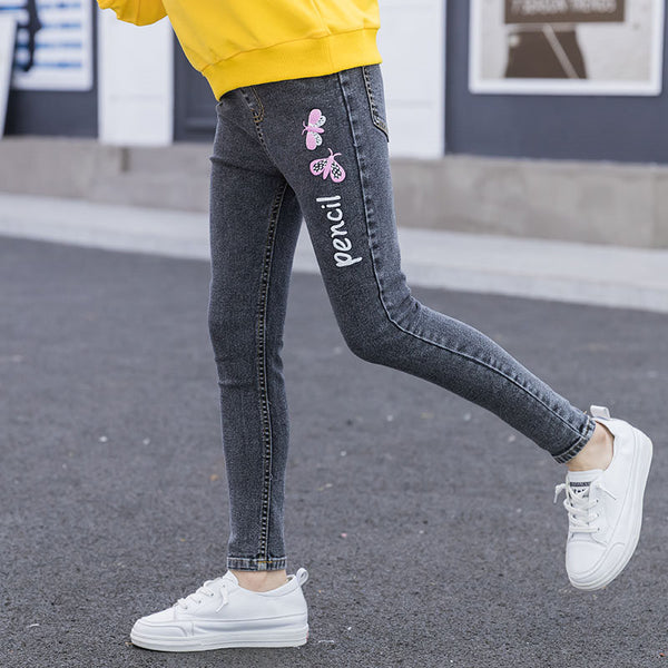 Pantalones Infantiles Slim Fit con Estampado de Mariposa - Jeans Elásticos y Cómodos - Image 4