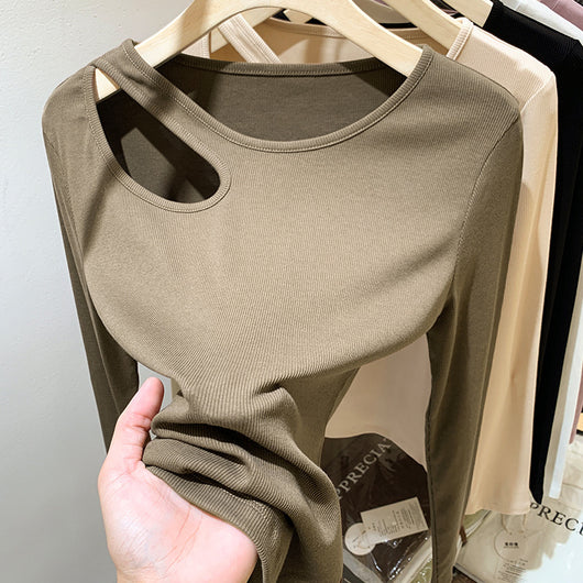 Blusa Hueca Manga Larga Cuello Redondo para Mujer - Image 11
