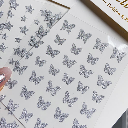 Decoraciones de Uñas Mariposa y Estrella Plateada - Adhesivo Reutilizable - Image 3