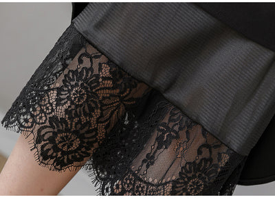 Falda Negra de Encaje con Volantes para Commuter - Image 10