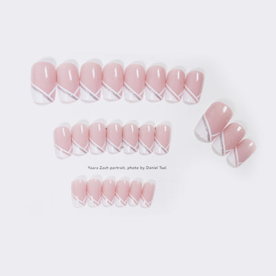 Uñas Postizas Francesas Oblicuas - Manicura Elegante Lista para Usar - Image 8