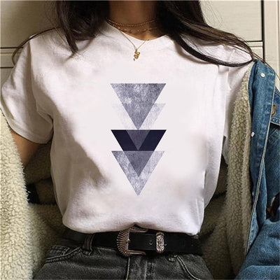 Camiseta Casual Plus Size para Mujer con Estampado Geométrico Minimalista - Image 16