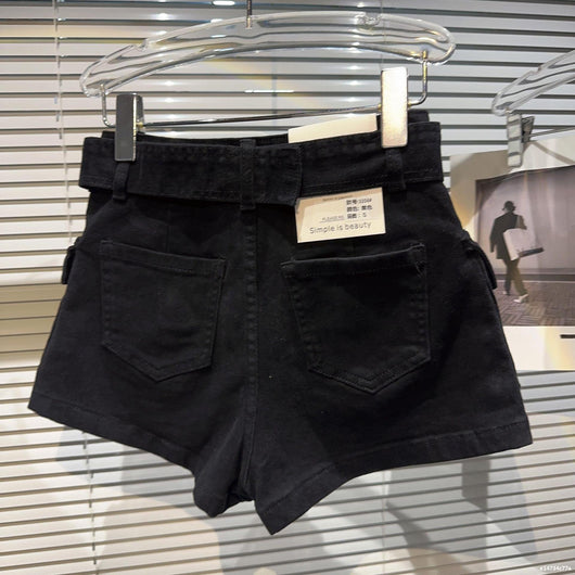 Shorts Denim Retro para Mujer con Bolsillos Grandes y Cinturón - Image 24