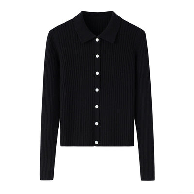 Cardigan de Cachemira Corto para Mujer - Cuello Solapa Otoño Temprano - Image 6