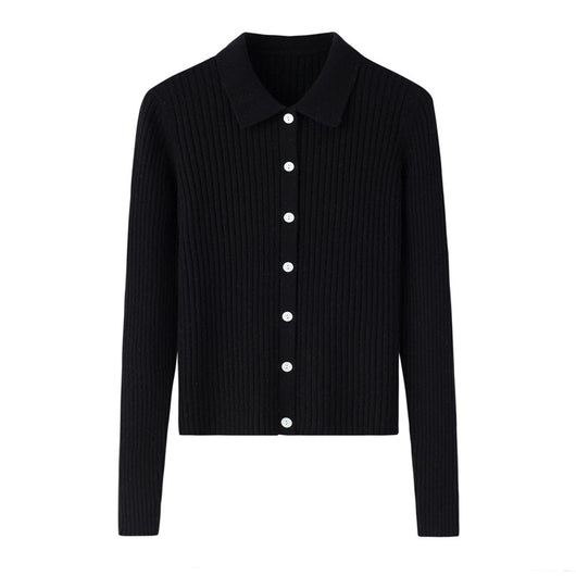 Cardigan de Cachemira Corto para Mujer - Cuello Solapa Otoño Temprano - Image 6