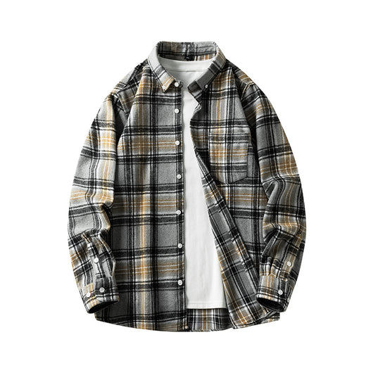 Camisa de Franela a Cuadros para Hombre - Abrigo Casual Grueso Talla Grande Otoño Invierno - Image 14
