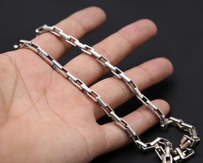 Collar Cadena Gruesa Plata Thai S925 Vintage para Hombre - Anillo Retenedor Mineral - Image 6