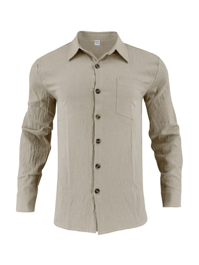 Camisa Hombre Algodón Lino con Bolsillos Dobles Estilo Europeo - Image 10