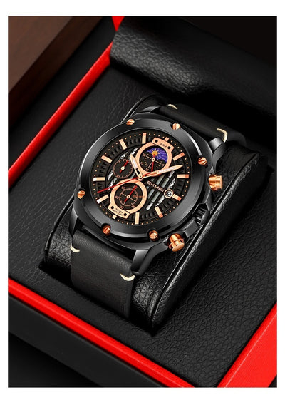 Reloj de Hombre Cuero con Tres Esferas y Seis Agujas - Cuarzo Premium - Image 26