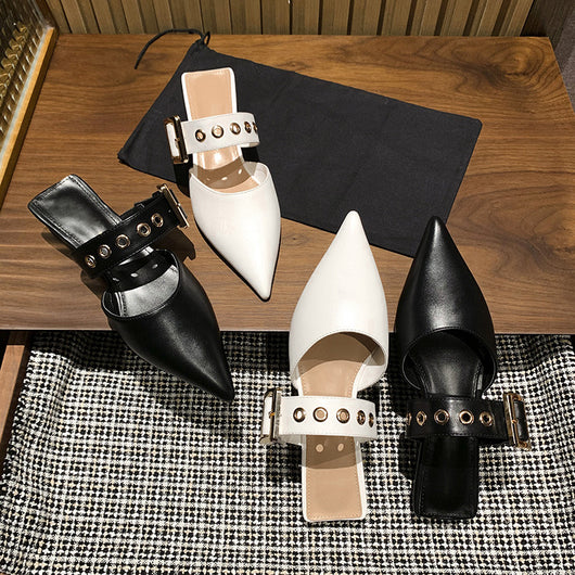Sandalias Tipo Baotou con Tacón Grueso y Punta Afilada para Mujer - Image 9